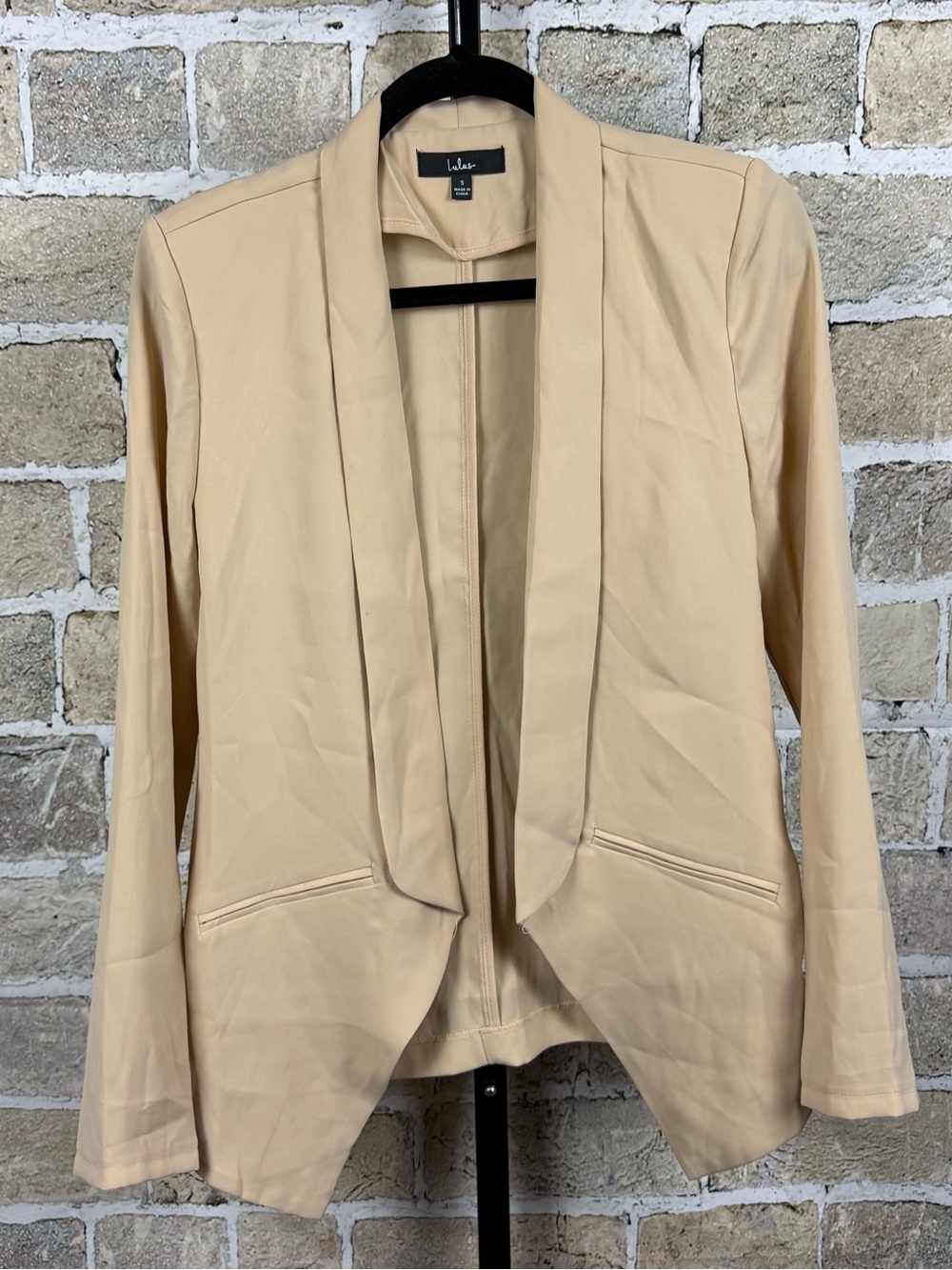 Lulus Beige Open Front Blazer Jacket Size Small